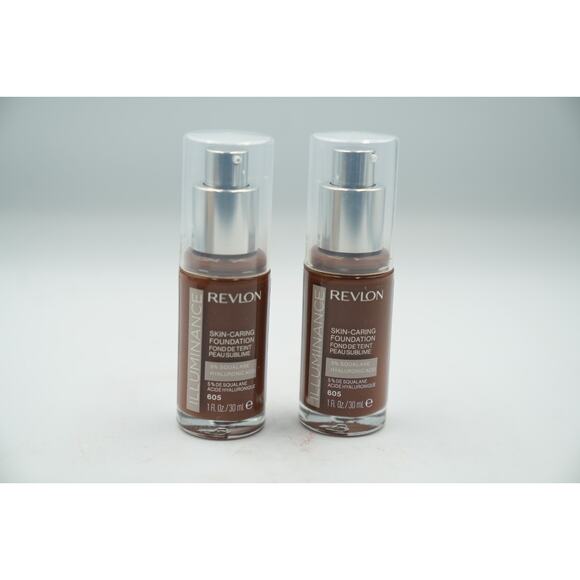Revlon Illuminance Skin-Caring Foundation 605 + 501 1oz Duo Pack 5% Squalane - Picture 12 of 12